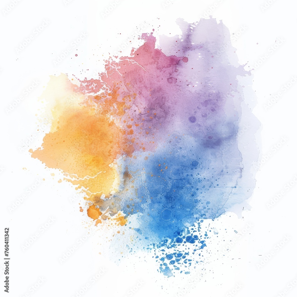 A vivid watercolor spray with gradients of blue, pink, and orange evokes a fresh summer dawn.