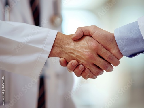 A warm comforting handshake between a doctor and a patient