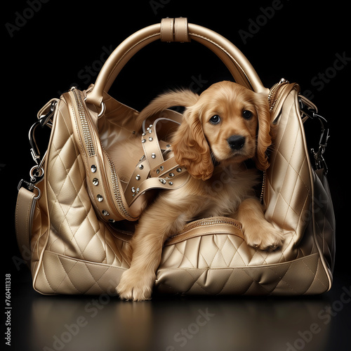 chien cocker assorti aux bagages de luxe © Magalice