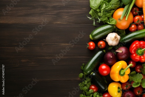 top view of vegetables with copy space for text. Food background for stock photography - generative ai