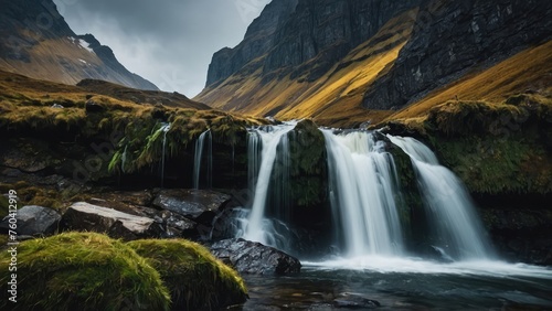 waterfall in the mountains