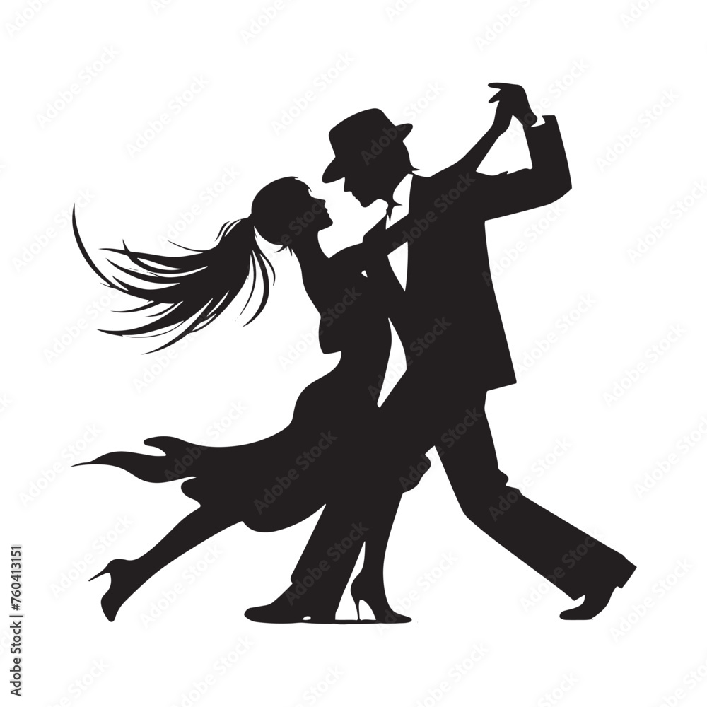 Romantic Dancing Couple Silhouette Vector Set for Elegant Designs and Love-themed Projects. Dancing couple Illustration.