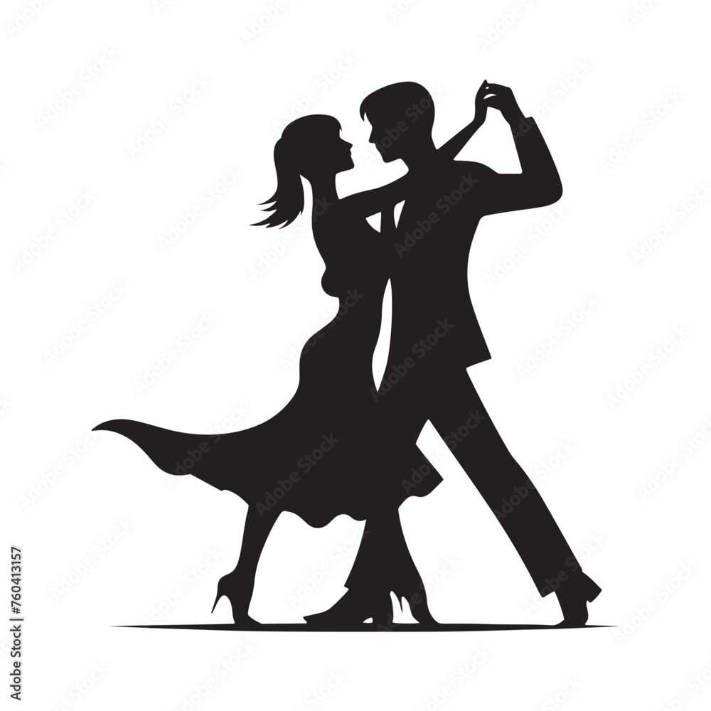 Romantic Dancing Couple Silhouette Vector Set for Elegant Designs and Love-themed Projects. Dancing couple Illustration.