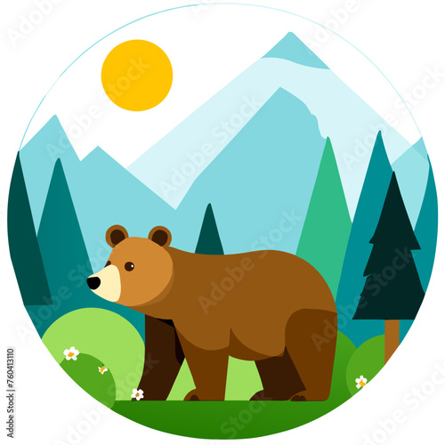 A cute bear explores its natural habitat with a curious expression.