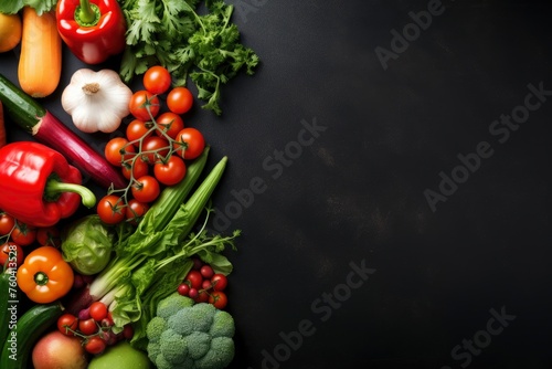 top view of vegetables with copy space for text. Food background for stock photography - generative ai