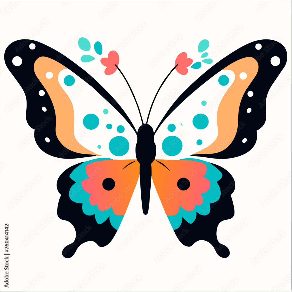 A cute butterfly flutters through a field of wildflowers, its delicate wings a vibrant splash of color against the green backdrop. A cute butterfly flutters through a field of wildflowers, its delicate wings a vibrant splash of color against the green backdrop.