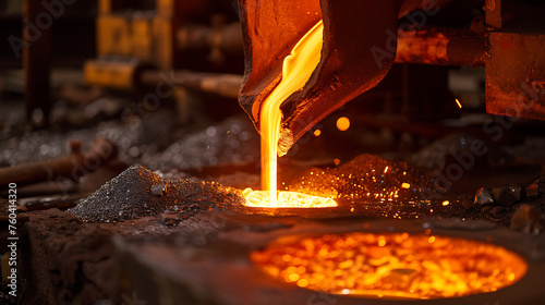 Wallpaper Mural Pouring liquid gold into graphite casting form from furnace. Generative AI illustration  Torontodigital.ca