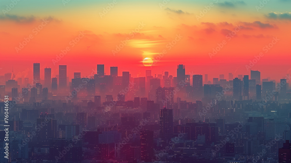  Sunset Embrace Over Dense Urban Grid