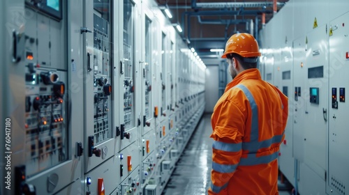 Wallpaper Mural Electrical substation engineer inspect modern high-voltage equipment. Torontodigital.ca