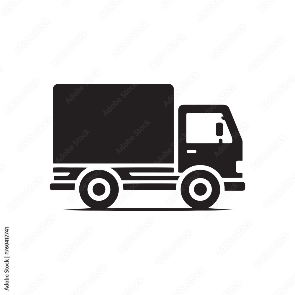 Swift Deliveries: Delivery Truck Silhouette Vector for Efficient Logistics and Transportation Designs. Black Delivery truck illustration, Transport Vector.