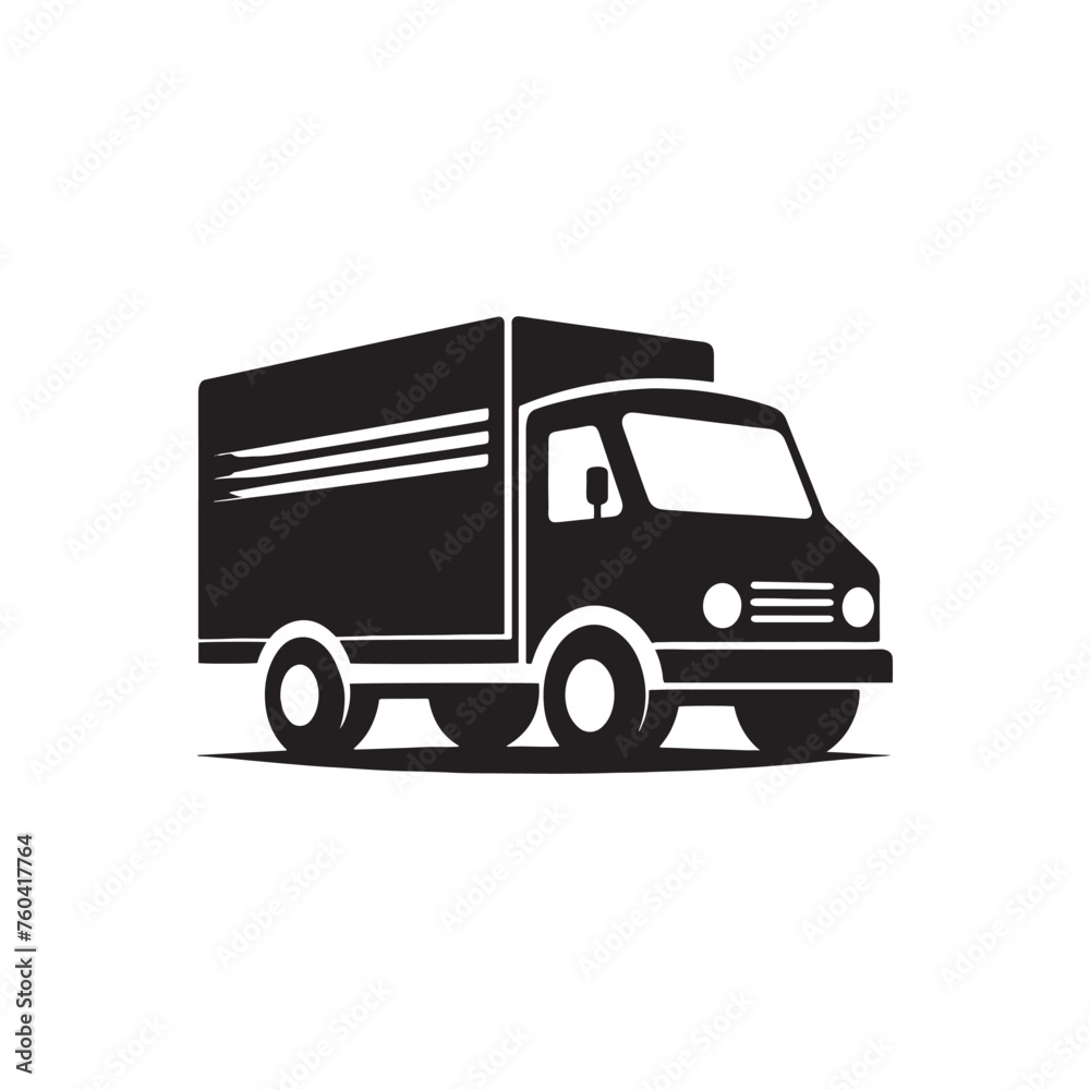 Swift Deliveries: Delivery Truck Silhouette Vector for Efficient Logistics and Transportation Designs. Black Delivery truck illustration, Transport Vector.