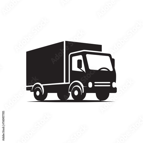 Swift Deliveries: Delivery Truck Silhouette Vector for Efficient Logistics and Transportation Designs. Black Delivery truck illustration, Transport Vector.