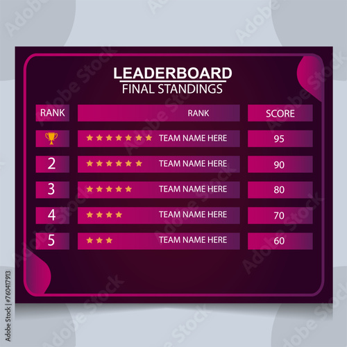 Leaderboard abstract background. leaderboard game vector design