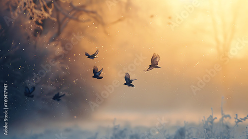 photo of birds flying in winter © Kpow27