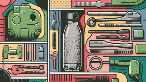 Flatlay knolling graphic resources various design