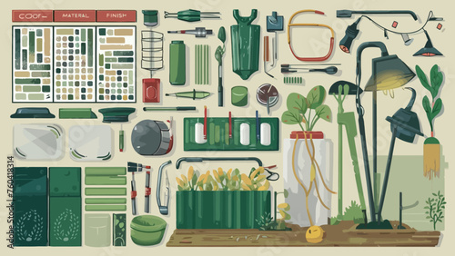 Flatlay knolling vector illustration 
