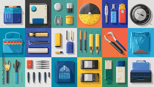 Flatlay knolling graphic resources various design