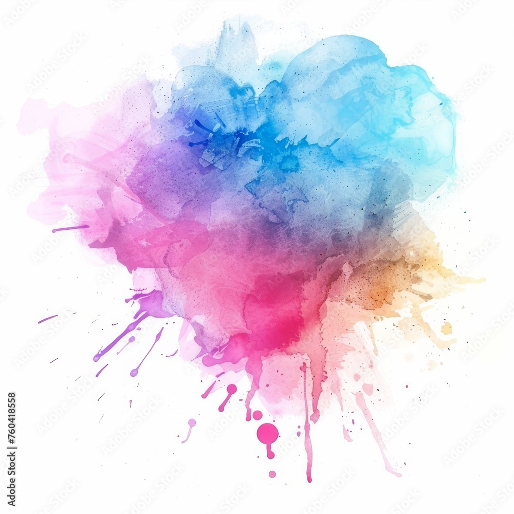 Intense cerulean and magenta watercolor stains on a blank canvas, representing artistic spontaneity.