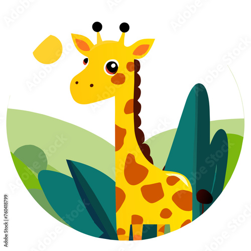 A cute giraffe stands tall in the lush green wilderness.