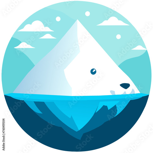 The cute iceberg floats serenely in the vast expanse of the ocean.