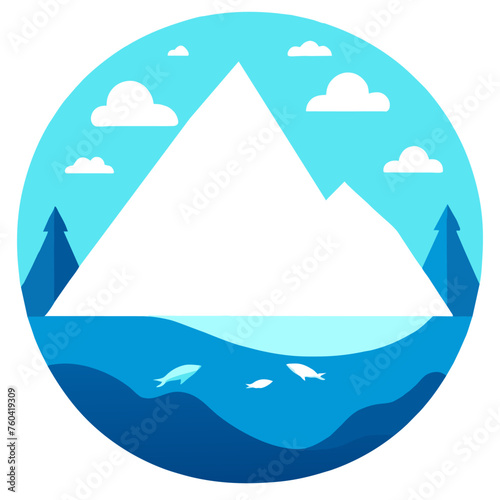 Cute iceberg floating serenely in the icy waters.