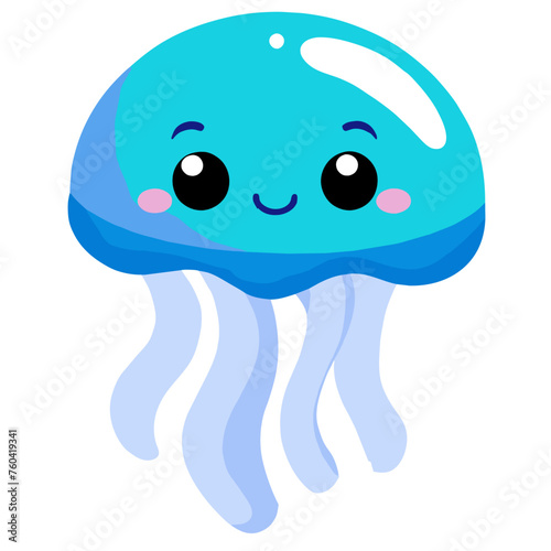 An adorable jellyfish lazily drifts through the water, its delicate tendrils trailing behind.