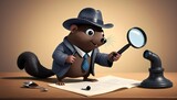 A Mole With A Detective Magnifying Glass Solving M