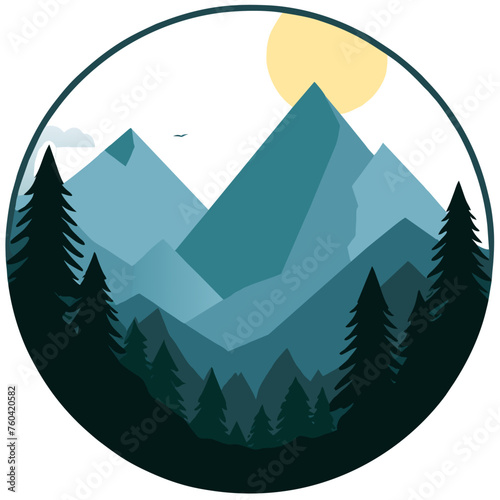 The verdant mountains stand majestically against a clear blue sky.