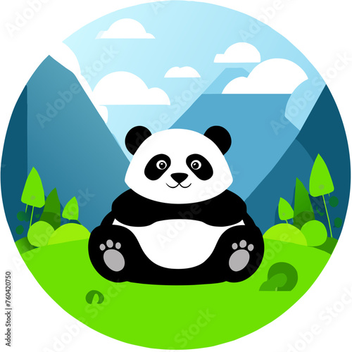 A fluffy black and white panda lazily basks in the warmth of nature's embrace.