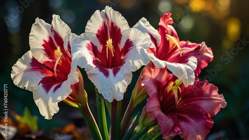 Super Close-Up Macro View of Gladiolus Flowers Capture with Ethereal Blur Background