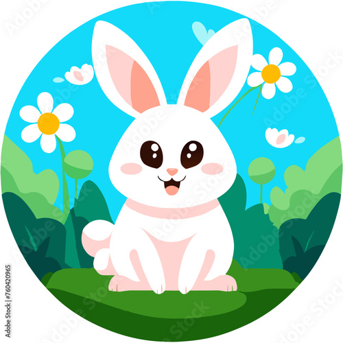 Adorable rabbits frolic freely in the lush greenery of nature.