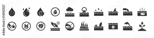 set of water icons, water pollution, environment