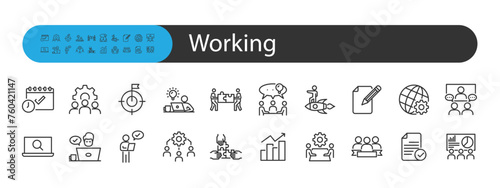 set of working icons, meeting, business,