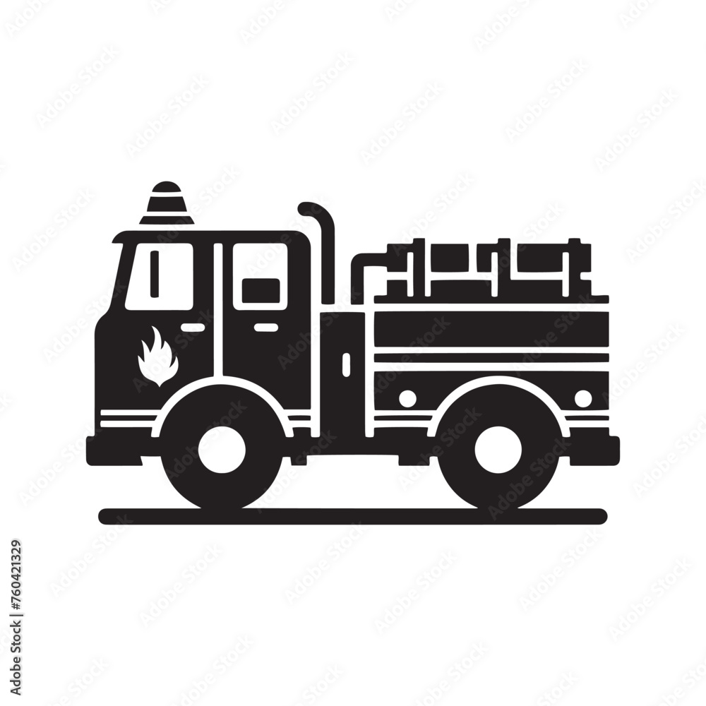 Blazing Rescuers: Firetruck Silhouette Vector Set for Emergency Response Designs and Safety-themed Projects. Firetruck Illustration.