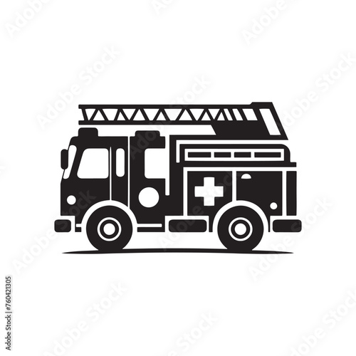 Blazing Rescuers: Firetruck Silhouette Vector Set for Emergency Response Designs and Safety-themed Projects. Firetruck Illustration.