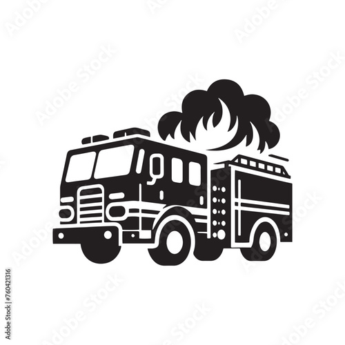 Blazing Rescuers: Firetruck Silhouette Vector Set for Emergency Response Designs and Safety-themed Projects. Firetruck Illustration.