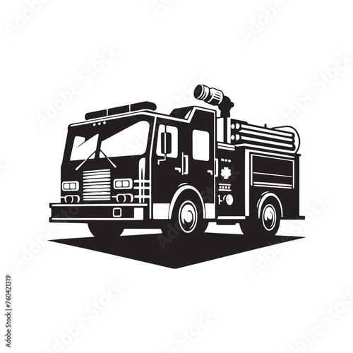 Blazing Rescuers: Firetruck Silhouette Vector Set for Emergency Response Designs and Safety-themed Projects. Firetruck Illustration.