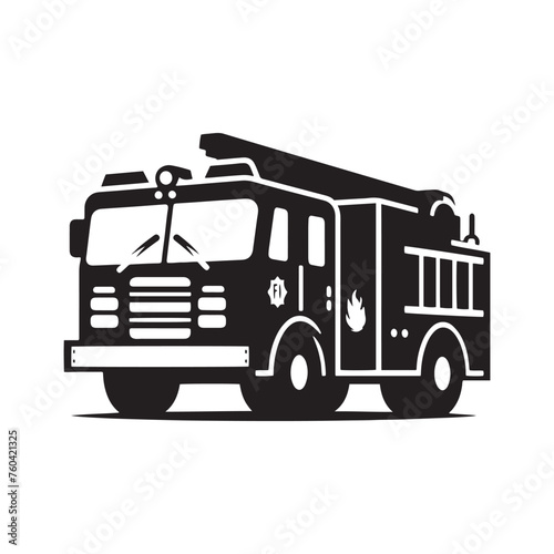 Blazing Rescuers: Firetruck Silhouette Vector Set for Emergency Response Designs and Safety-themed Projects. Firetruck Illustration.