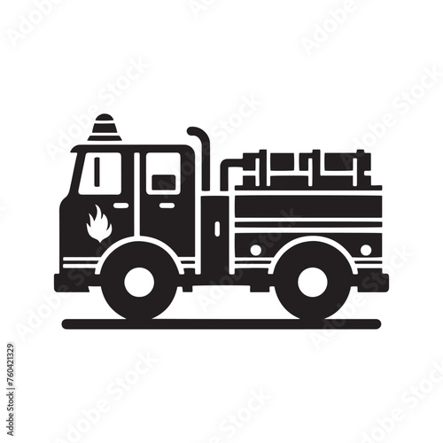 Blazing Rescuers: Firetruck Silhouette Vector Set for Emergency Response Designs and Safety-themed Projects. Firetruck Illustration.