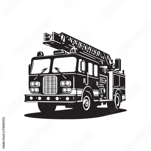 Blazing Rescuers: Firetruck Silhouette Vector Set for Emergency Response Designs and Safety-themed Projects. Firetruck Illustration.