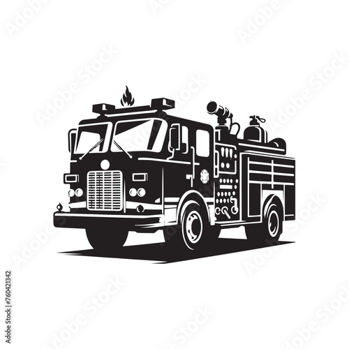 Blazing Rescuers: Firetruck Silhouette Vector Set for Emergency Response Designs and Safety-themed Projects. Firetruck Illustration.
