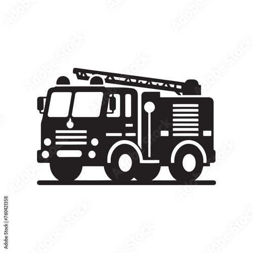 Blazing Rescuers: Firetruck Silhouette Vector Set for Emergency Response Designs and Safety-themed Projects. Firetruck Illustration.