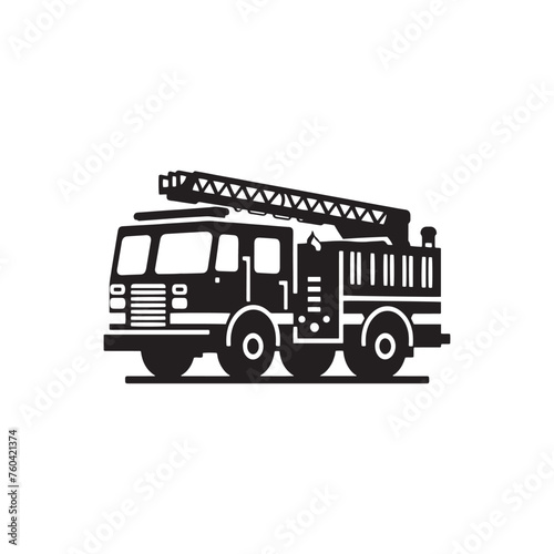 Blazing Rescuers  Firetruck Silhouette Vector Set for Emergency Response Designs and Safety-themed Projects. Firetruck Illustration.