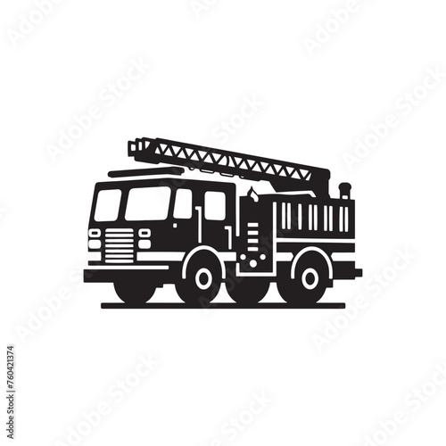 Blazing Rescuers: Firetruck Silhouette Vector Set for Emergency Response Designs and Safety-themed Projects. Firetruck Illustration.