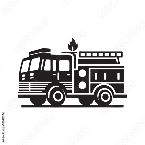 Blazing Rescuers: Firetruck Silhouette Vector Set for Emergency Response Designs and Safety-themed Projects. Firetruck Illustration.
