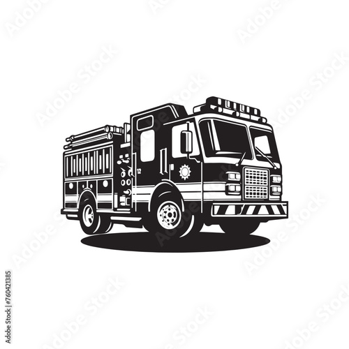 Blazing Rescuers: Firetruck Silhouette Vector Set for Emergency Response Designs and Safety-themed Projects. Firetruck Illustration.