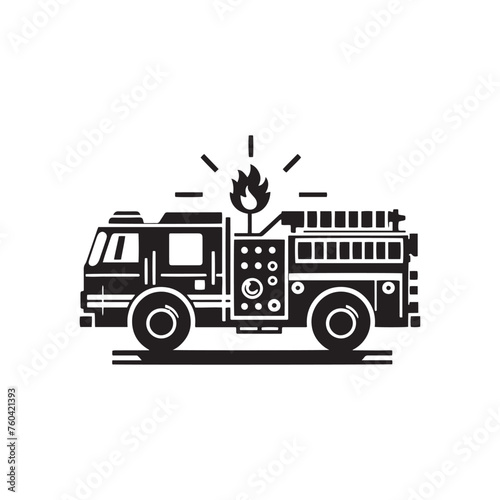Blazing Rescuers: Firetruck Silhouette Vector Set for Emergency Response Designs and Safety-themed Projects. Firetruck Illustration.