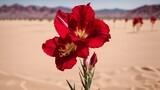 Close-Up Macro View of Red Gladiolus Flowers Capture in the Desert and Ethereal Blurry Background