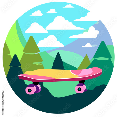 A young boy enjoys skateboarding in the park on a sunny day.