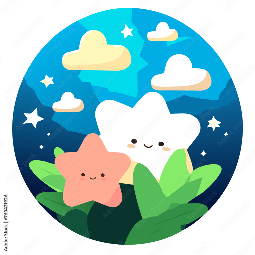 Adorable stars adorn the natural landscape, creating a mesmerizing celestial display.